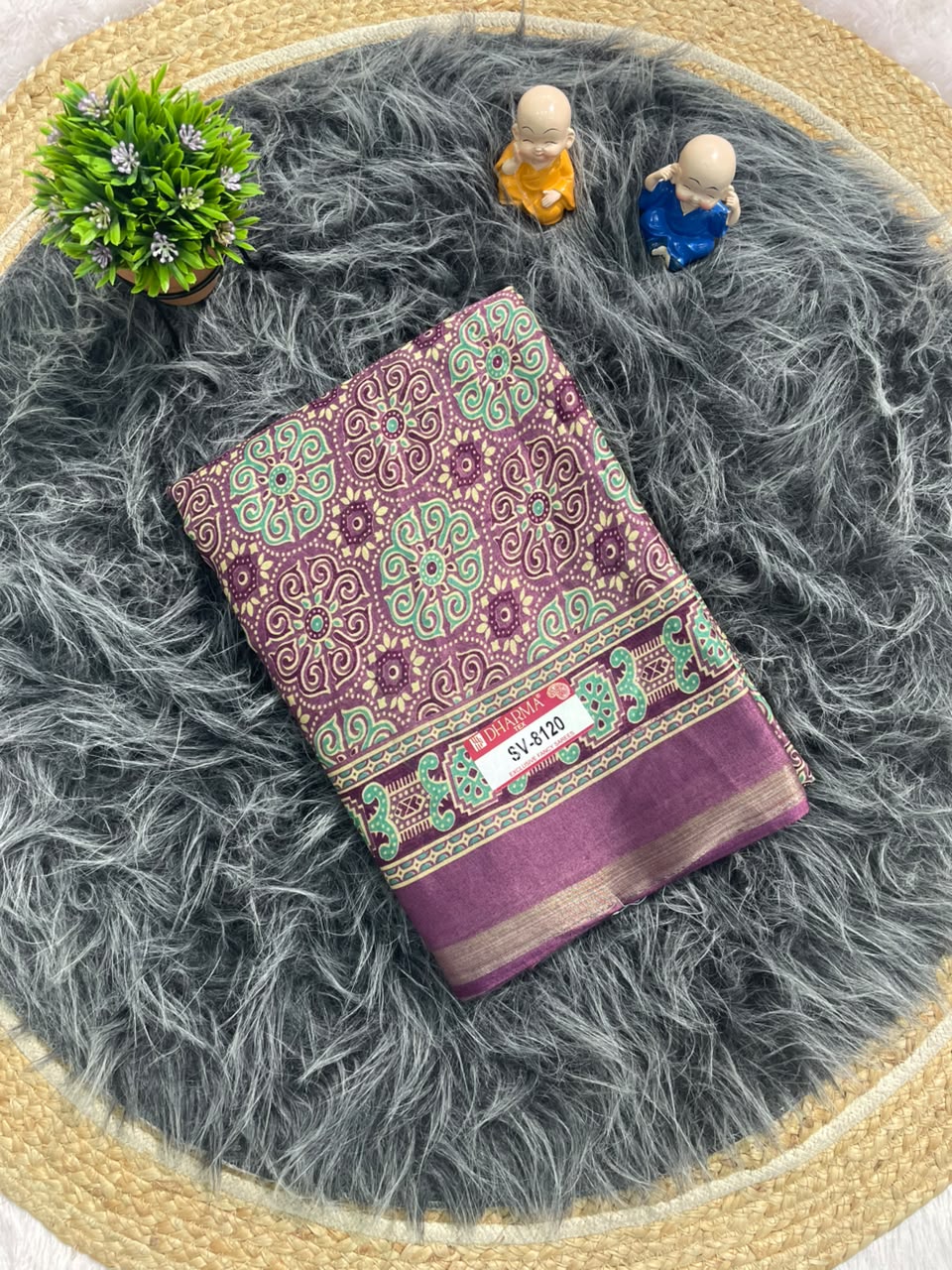 SV-8120 MAL COTTON FABRIC SAREE WITH RICH PALLU DESIGN WITH BEAUTIFUL FLORAL PRINT WITH BLOUSE