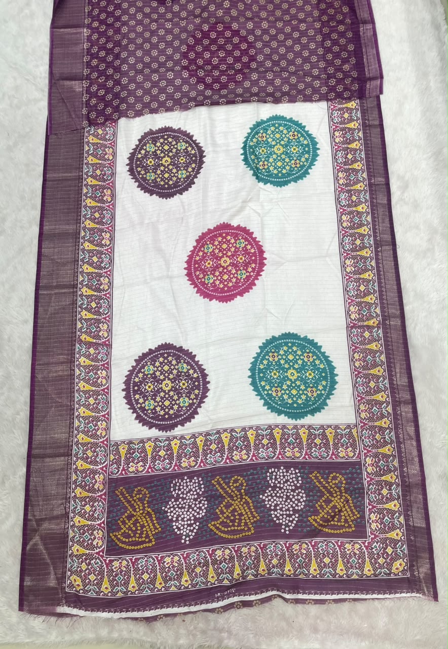 SV-8114 DOLA RIKO FABRIC SAREE WITH  VIRAL BANDHANI DESIGN ON INTERNET WITH WHITE COMMON WITH 6.30 MTR CUT WITH BUTTI BLOUSE