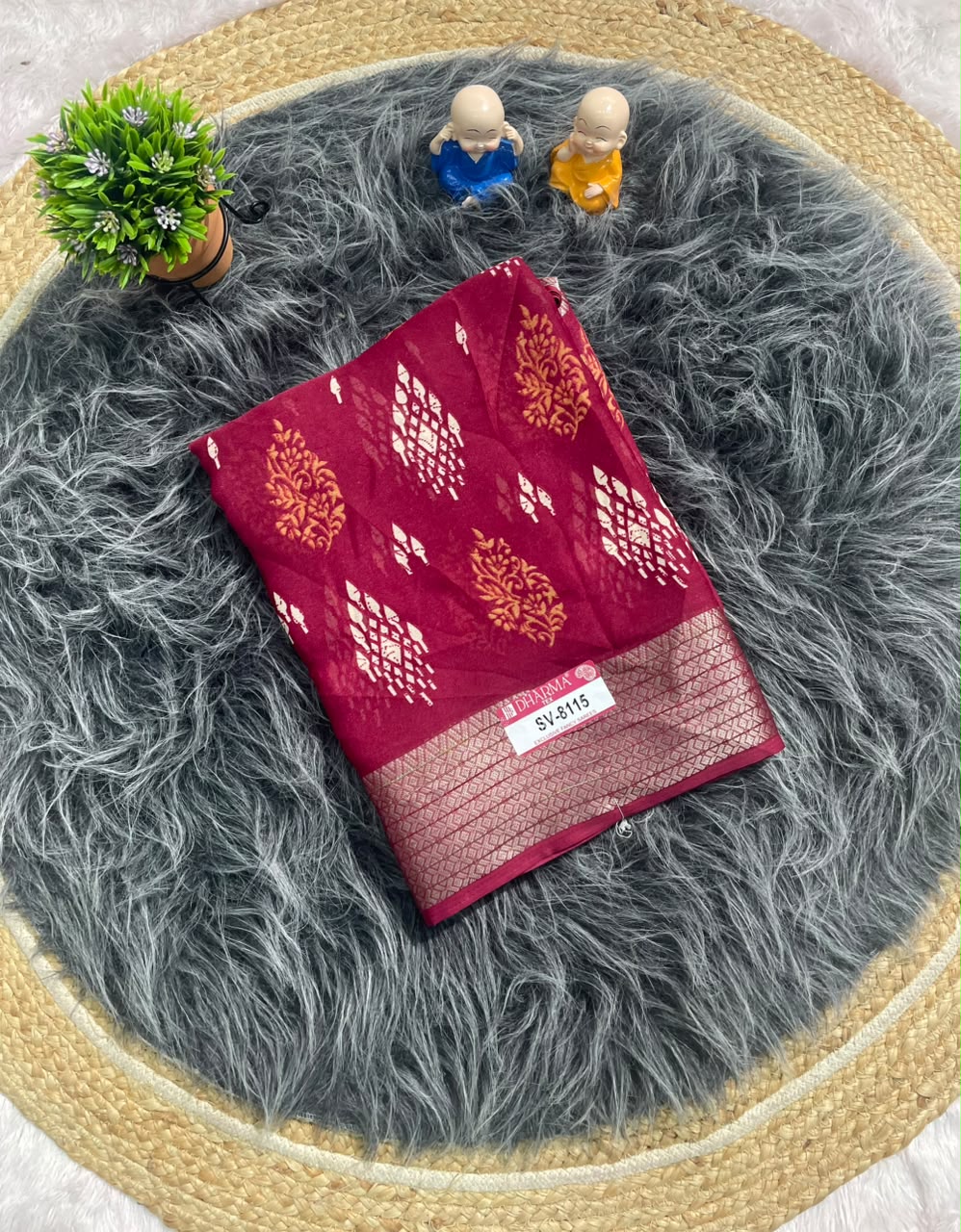 SV-8115 MAL COTTON FABRIC SAREE WITH RICH PALLU DESIGN WITH BEAUTIFUL PRINT WITH BLOUSE