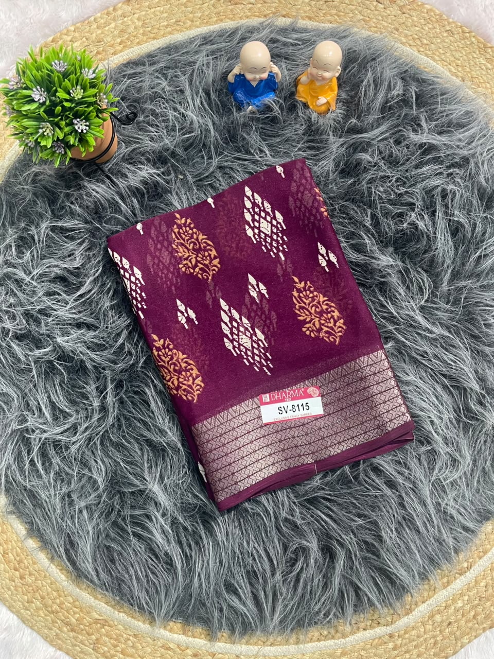SV-8115 MAL COTTON FABRIC SAREE WITH RICH PALLU DESIGN WITH BEAUTIFUL PRINT WITH BLOUSE