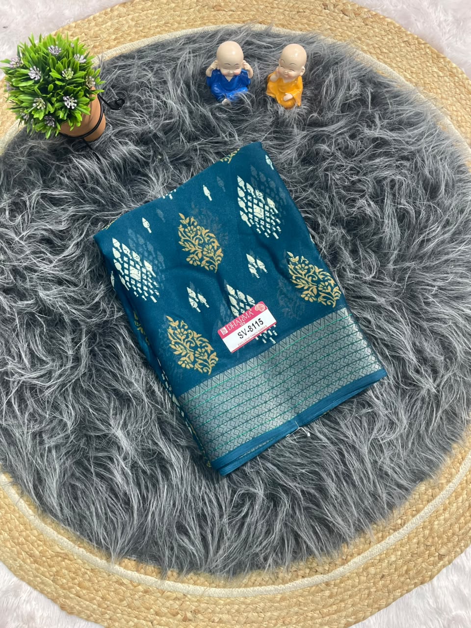 SV-8115 MAL COTTON FABRIC SAREE WITH RICH PALLU DESIGN WITH BEAUTIFUL PRINT WITH BLOUSE