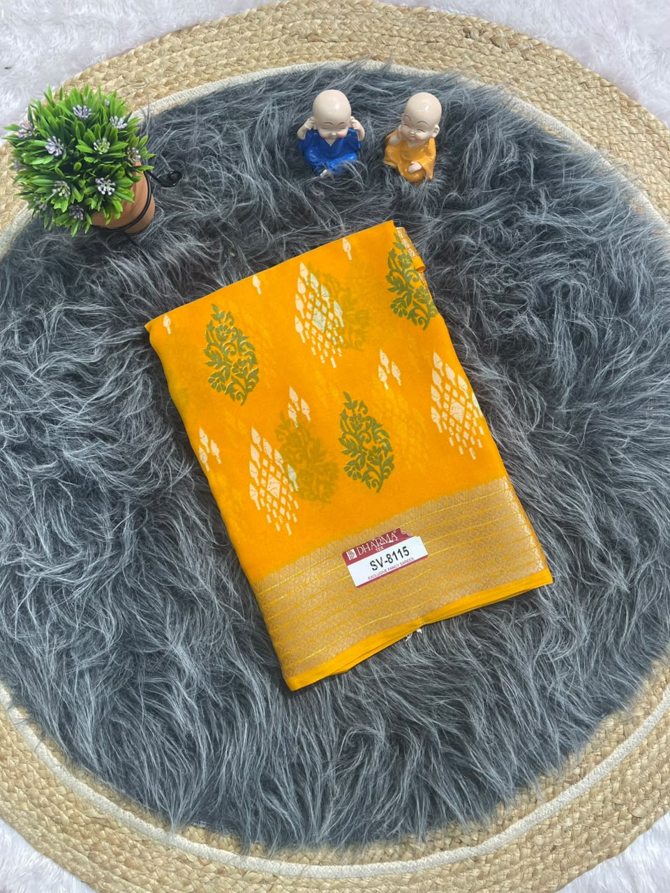 SV-8115 MAL COTTON FABRIC SAREE WITH RICH PALLU DESIGN WITH BEAUTIFUL PRINT WITH BLOUSE