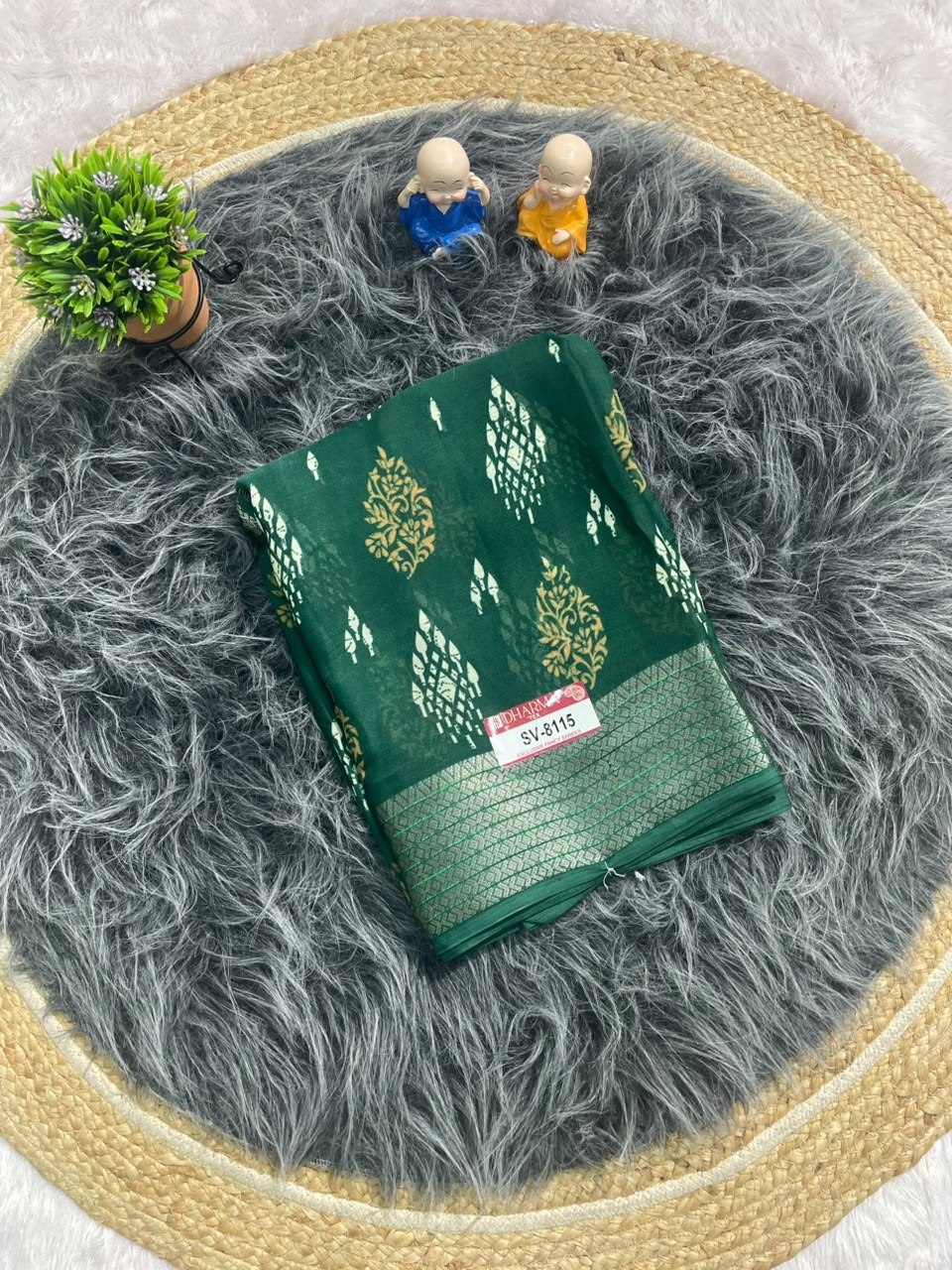 SV-8115 MAL COTTON FABRIC SAREE WITH RICH PALLU DESIGN WITH BEAUTIFUL PRINT WITH BLOUSE