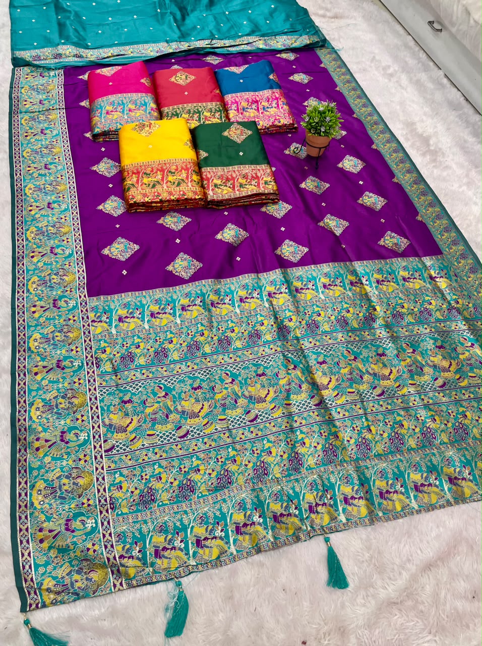 AJ-KAVYA SOFT SILK FABRIC SAREE WITH BEAUTIFUL RICH PALLU DESIGN WITH POSITION PRINT WITH PIPING AND LATKKAN AND BLOUSE