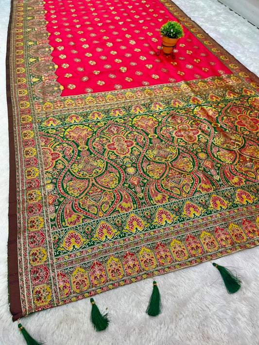 AJ-SHIVANI SOFT SILK FABRIC SAREE WITH HEAVU RICH PALLU DESIGN WITH DAMAN DESIGN WITH PIPING AND LATKAN WITH BLOUSE