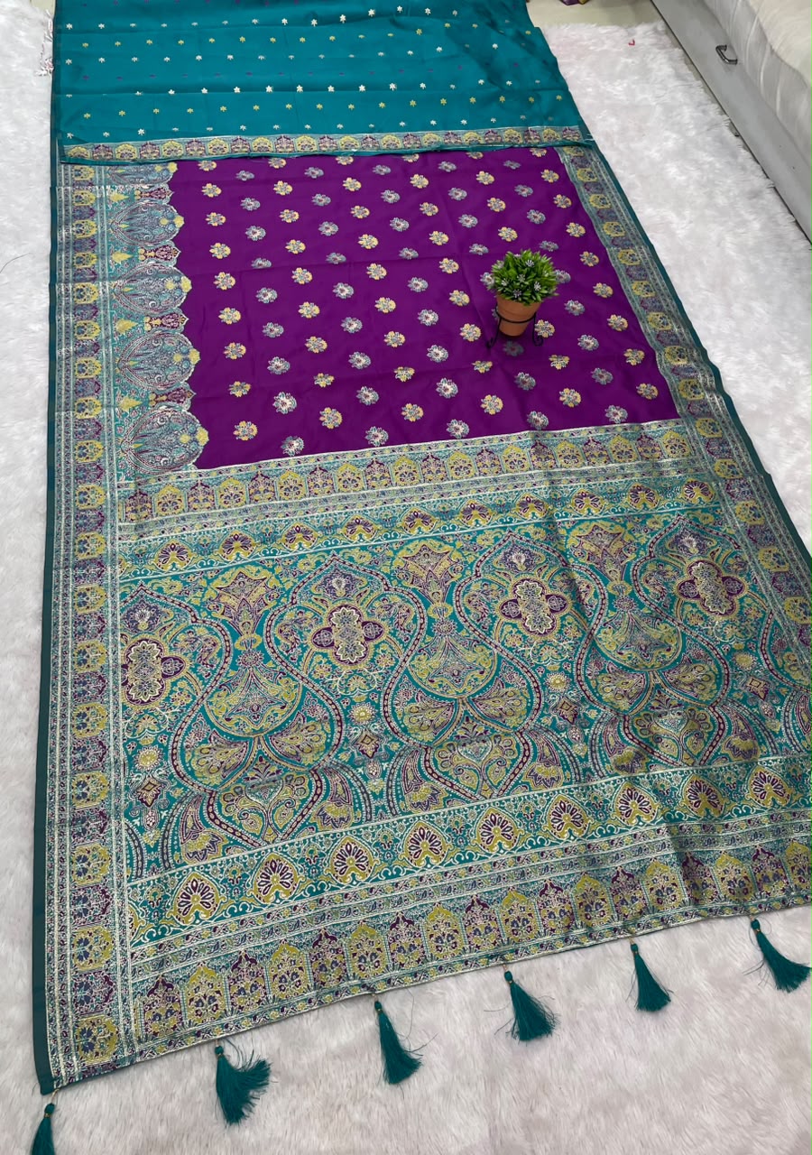 AJ-SHIVANI SOFT SILK FABRIC SAREE WITH HEAVU RICH PALLU DESIGN WITH DAMAN DESIGN WITH PIPING AND LATKAN WITH BLOUSE