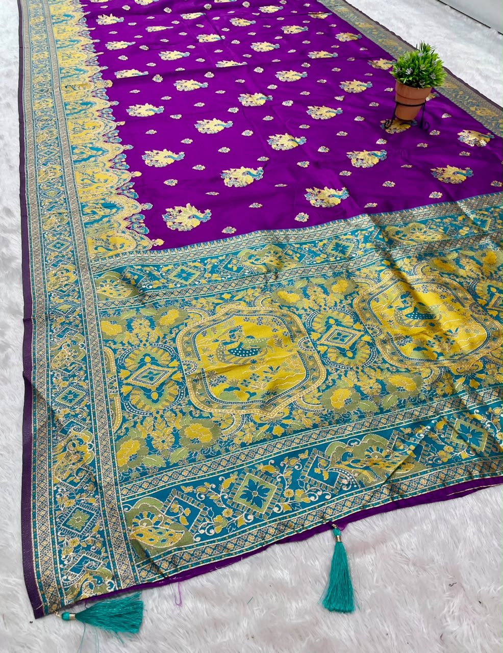 AJ-NEHA SOFT SILK FABRIC SAREE WITH BEAUTIFUL POSITION PRINT WITH DAMAN DESIGN WITH PIPING AND LATKAN WITH BLOUSE