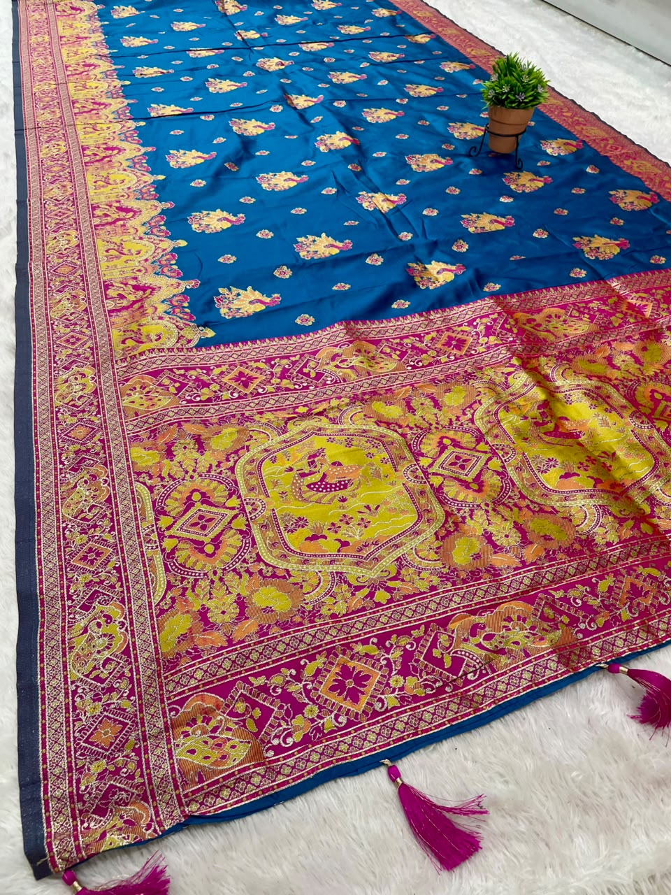 AJ-NEHA SOFT SILK FABRIC SAREE WITH BEAUTIFUL POSITION PRINT WITH DAMAN DESIGN WITH PIPING AND LATKAN WITH BLOUSE