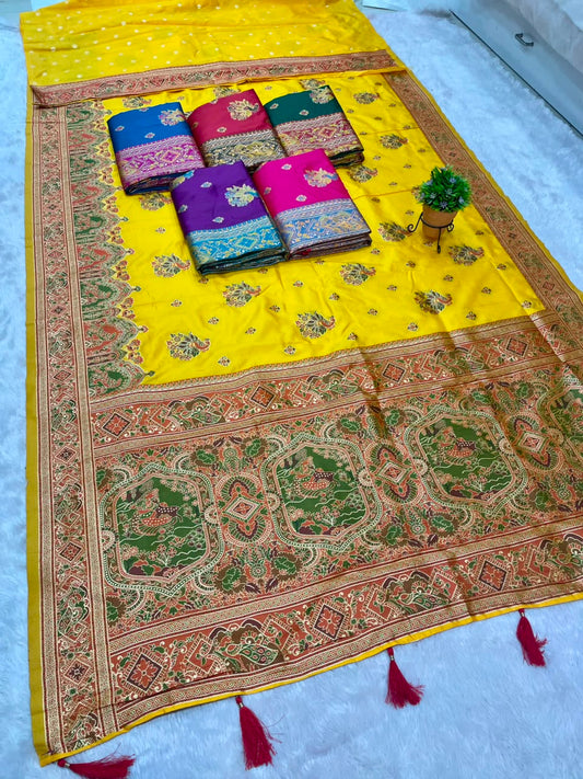AJ-NEHA SOFT SILK FABRIC SAREE WITH BEAUTIFUL POSITION PRINT WITH DAMAN DESIGN WITH PIPING AND LATKAN WITH BLOUSE