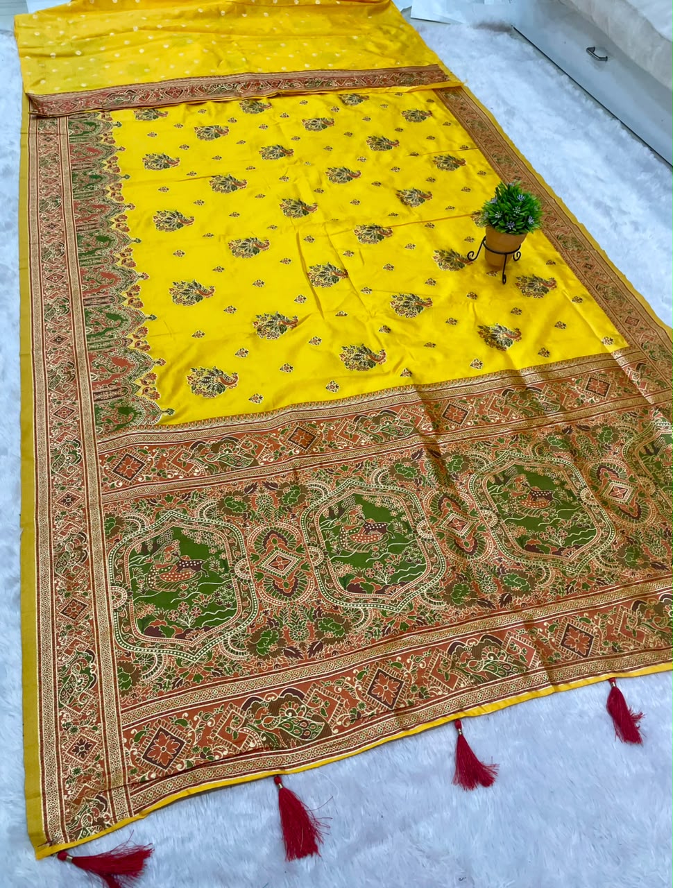 AJ-NEHA SOFT SILK FABRIC SAREE WITH BEAUTIFUL POSITION PRINT WITH DAMAN DESIGN WITH PIPING AND LATKAN WITH BLOUSE