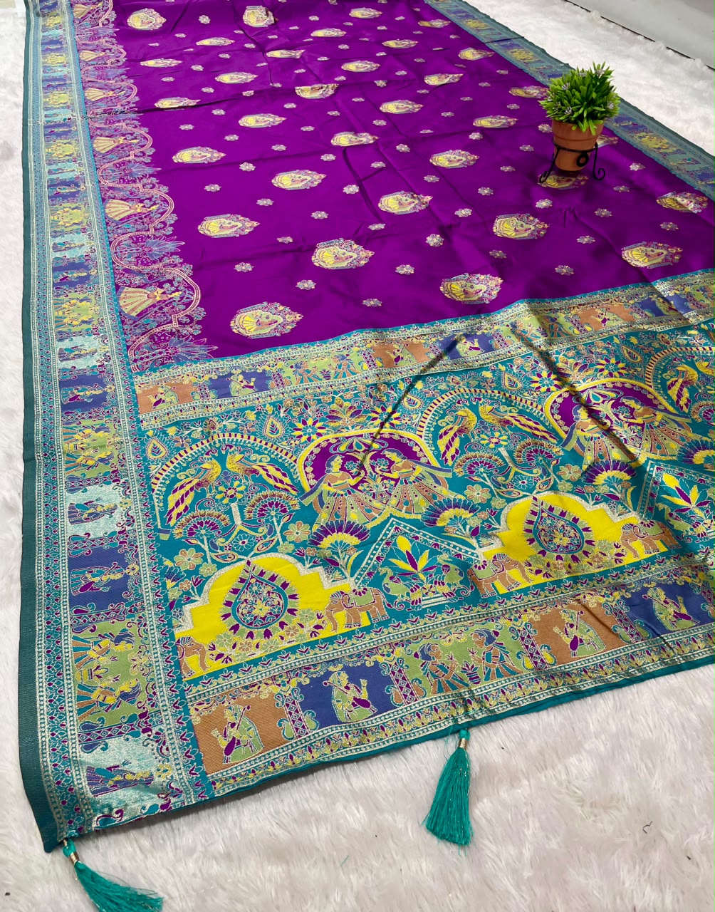 AJ-SARITA SOFT SILK FABRIC SAREE WITH BEAUTIFUL RICH PALLU DESIGN WITH BEAUTIFUL POSITION PRINT WITH BEAUTIFUL JODA DESIGN WITH LATKAN  AND BUTTI BLOUSE