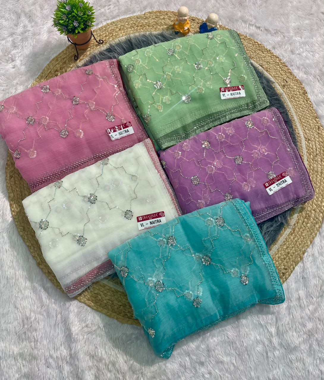 VL-NAITRA FANCY FABRIC SAREE WITH BEAUTIFUL DESIGN WITH BEADS WORK WITH SEQUENCE WORK WITH HEAVY BLOUSE