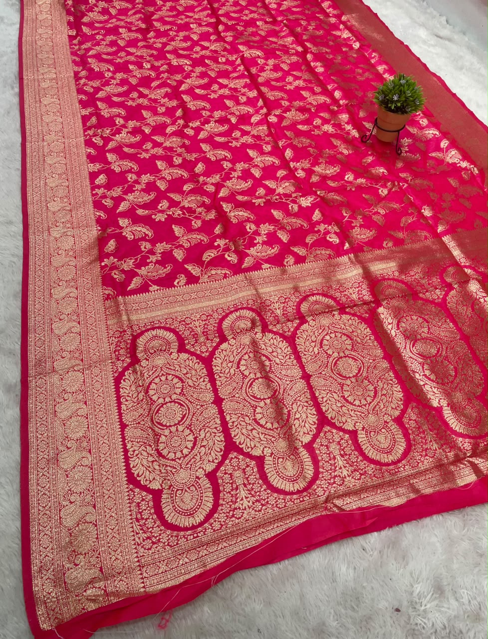 AJ-MONIKA SOFT SILK FABRIC SAREE WITH BEAUTIFUL BANARASHI RICH PALLU DESIGN WITH HEAVY JHAL DESIGN WITH BLOUSE