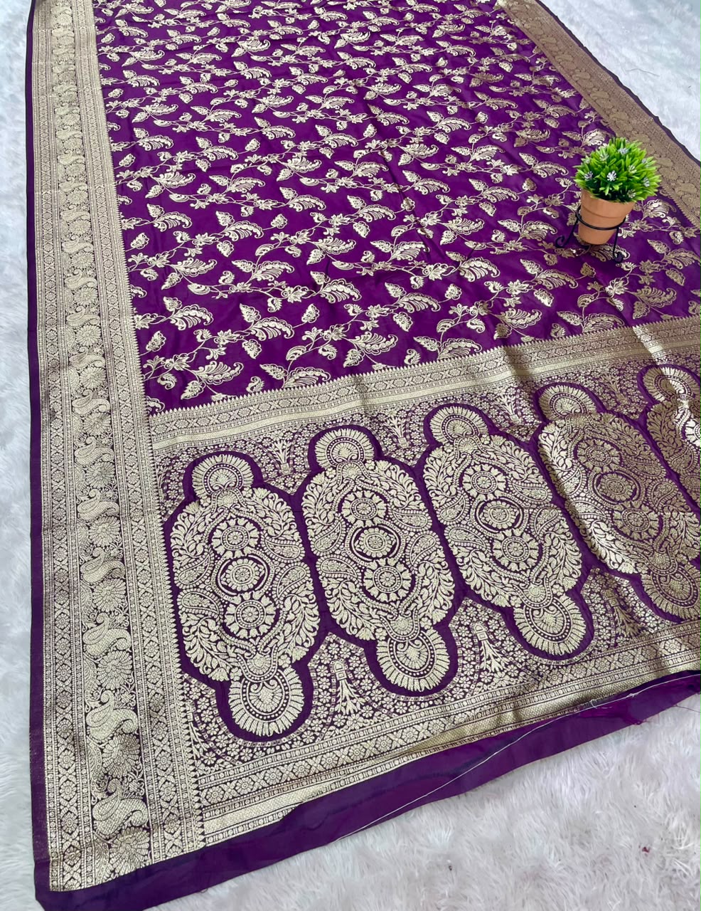 AJ-MONIKA SOFT SILK FABRIC SAREE WITH BEAUTIFUL BANARASHI RICH PALLU DESIGN WITH HEAVY JHAL DESIGN WITH BLOUSE