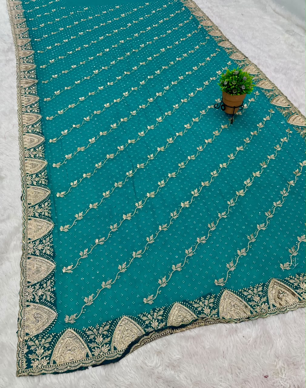 BS-KALASH-2 FANCY FABRIC SAREE EMBROIDERY WORK WITH SIROSKI WORK ALL OVER ON SAREE WITH HEAVY BLOUSE