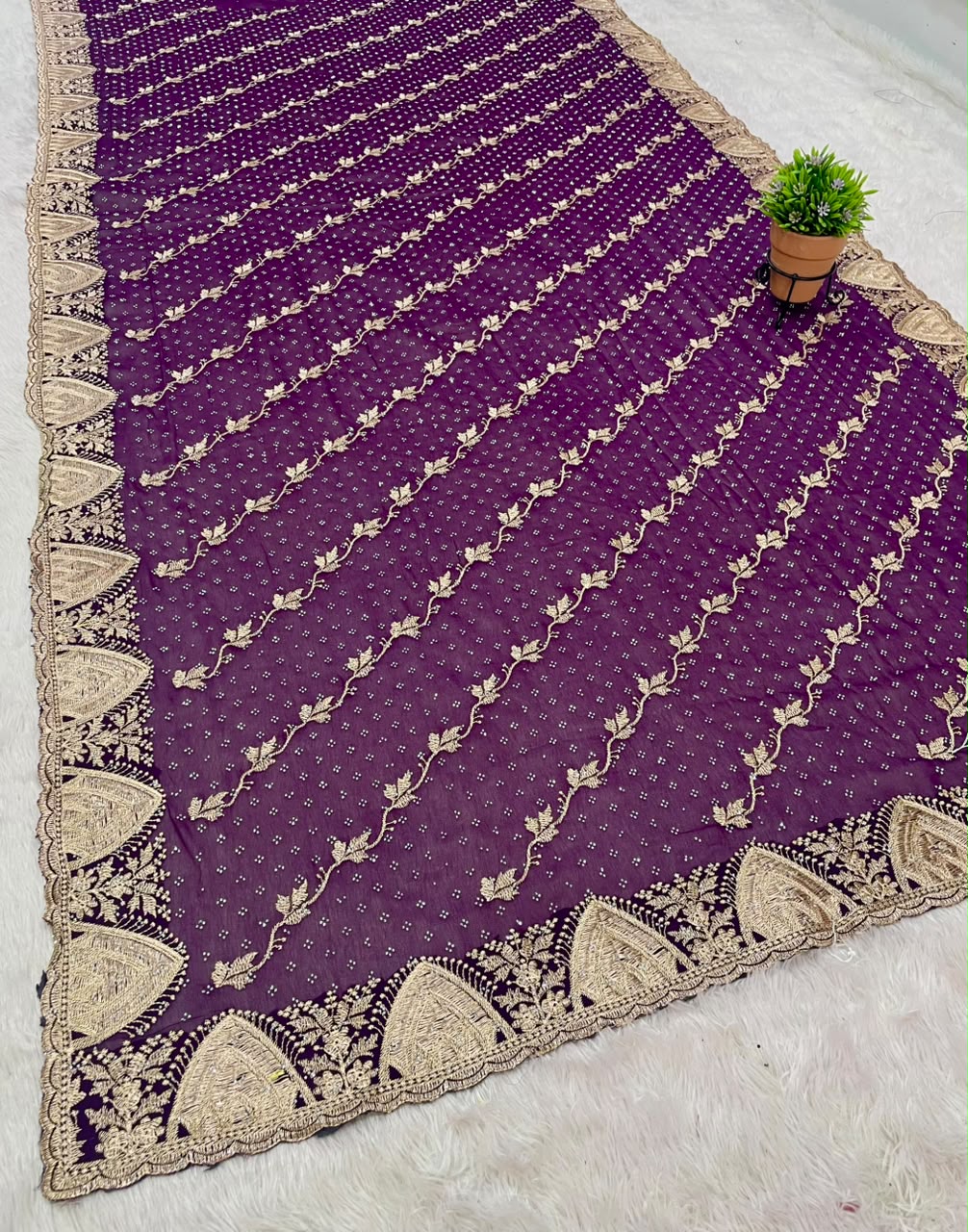 BS-KALASH-2 FANCY FABRIC SAREE EMBROIDERY WORK WITH SIROSKI WORK ALL OVER ON SAREE WITH HEAVY BLOUSE
