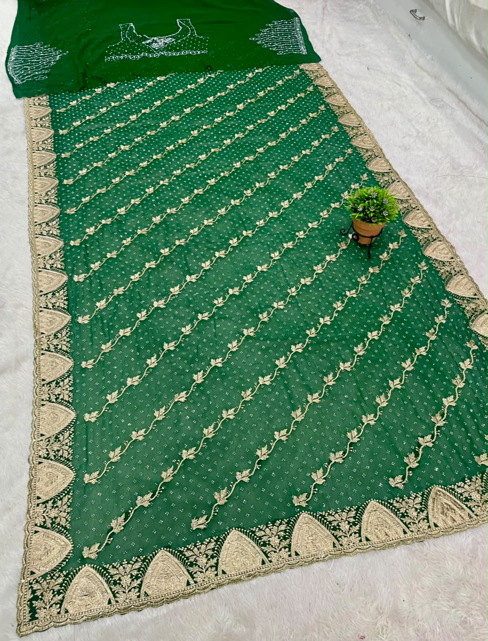 BS-KALASH-2 FANCY FABRIC SAREE EMBROIDERY WORK WITH SIROSKI WORK ALL OVER ON SAREE WITH HEAVY BLOUSE