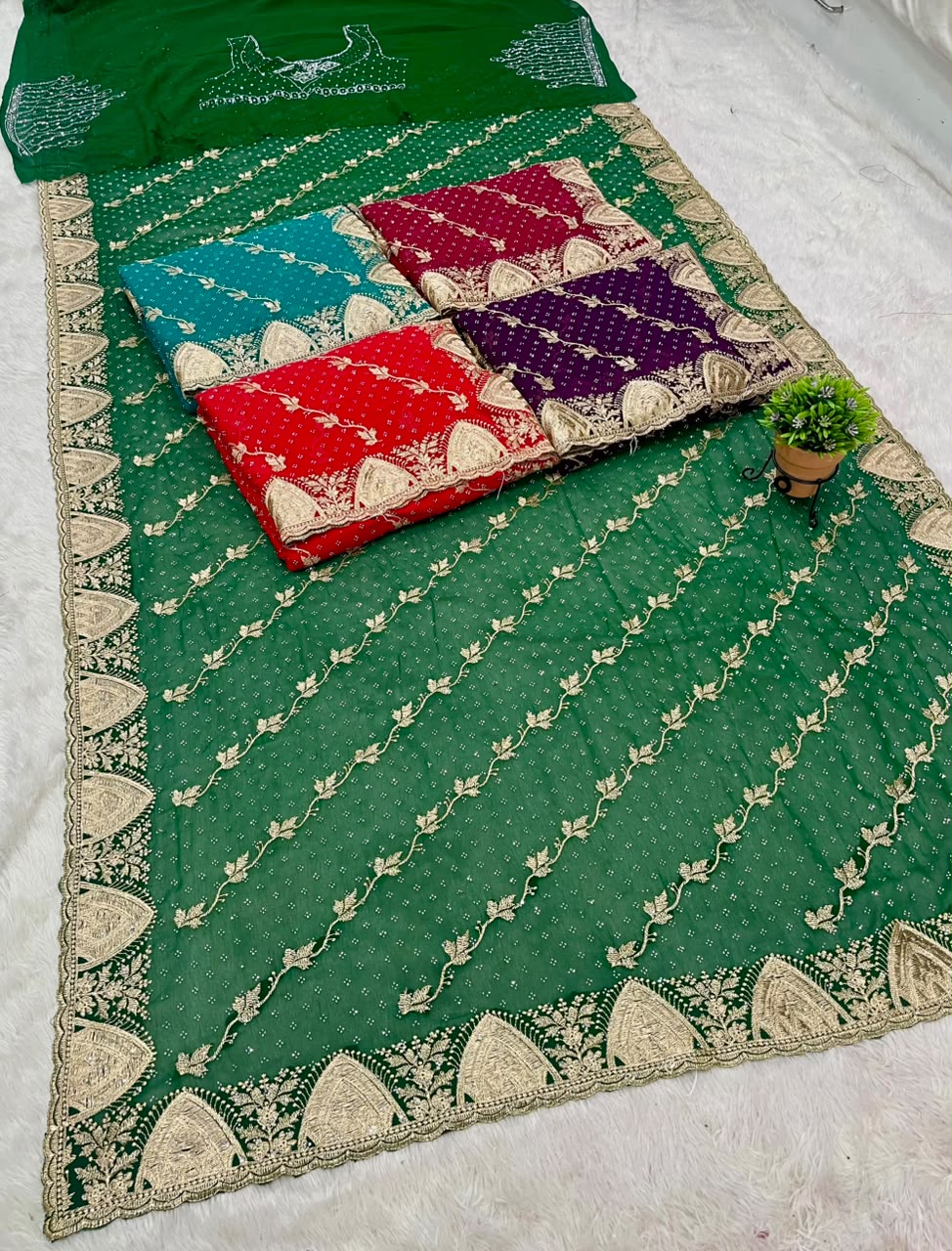 BS-KALASH-2 FANCY FABRIC SAREE EMBROIDERY WORK WITH SIROSKI WORK ALL OVER ON SAREE WITH HEAVY BLOUSE