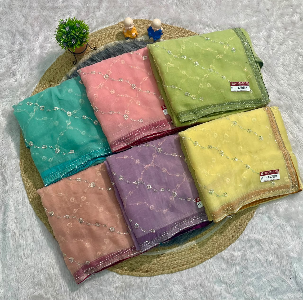 VL-AADESH FANCY FABRIC SAREE WITH BEAUTIFUL DESIGN WITH BEADS WORK WITH SEQUENCE WORK WITH BLOUSE