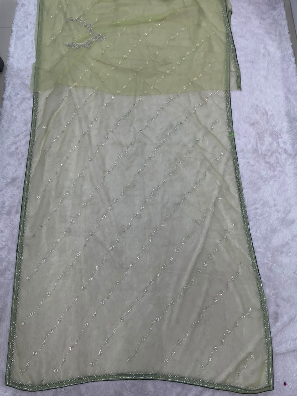 VL-AADESH FANCY FABRIC SAREE WITH BEAUTIFUL DESIGN WITH BEADS WORK WITH SEQUENCE WORK WITH BLOUSE