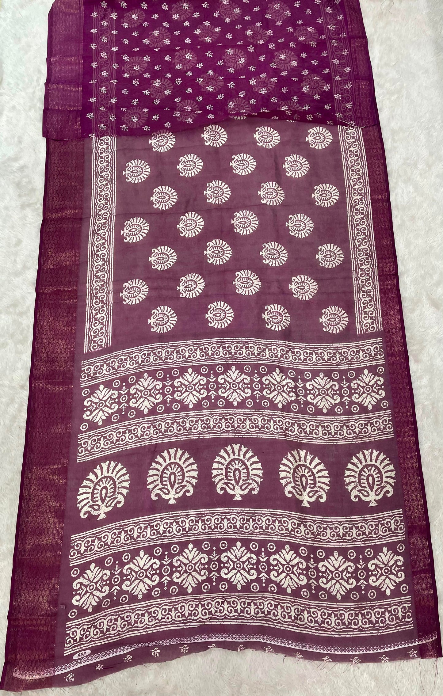CP-7164 DOLA DOBBY FABRIC SAREE WITH BEAUTIFUL FLORAL BUTTI PRINT WITH BEAUTIFUL PALLU DEISGN WITH BLOUSE