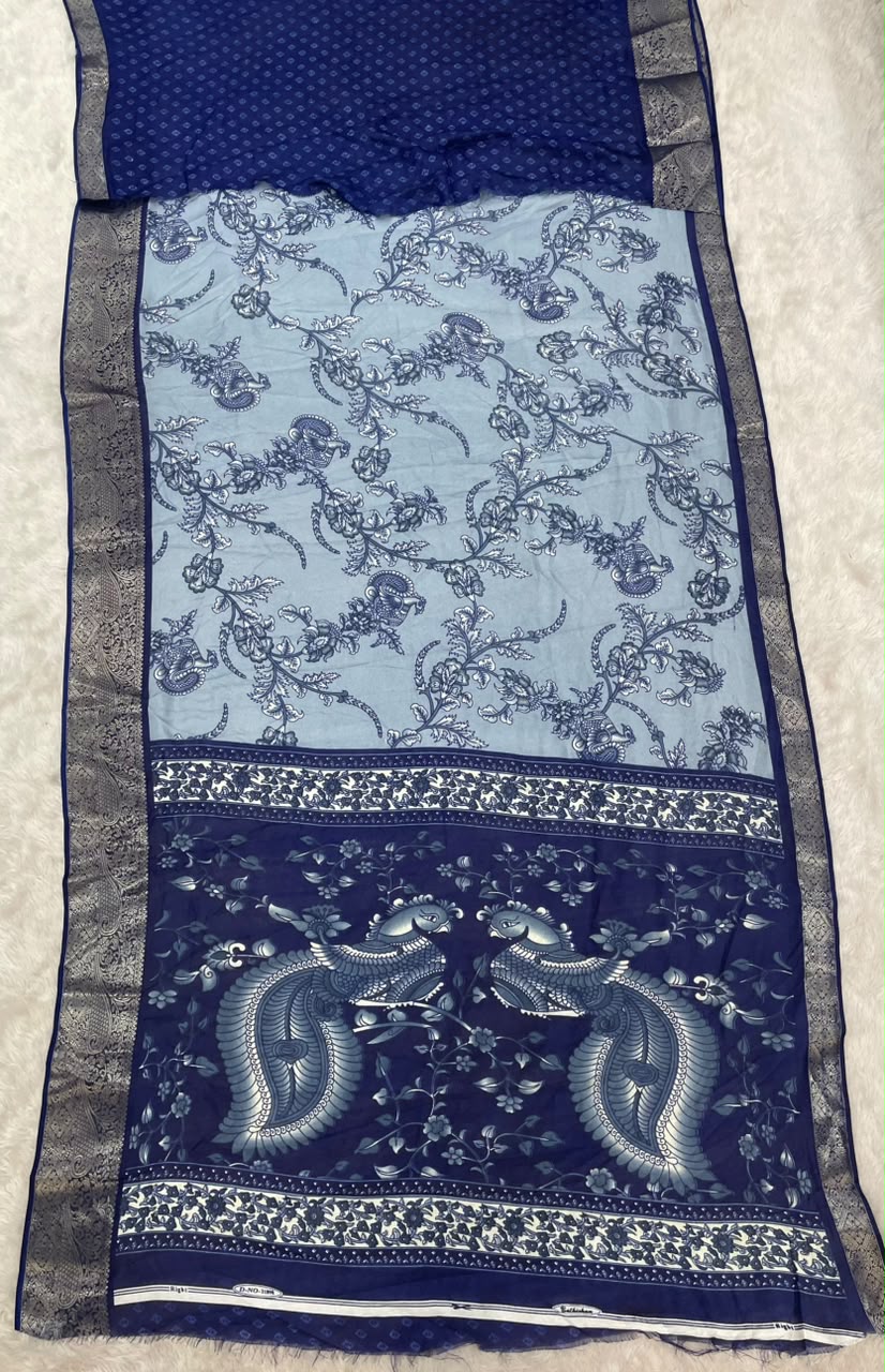 CP-7167 MAL COTTON FABRIC SAREE WITH RICH PALLU DESIGN WITH BEAUTIFUL PEACOCK DESIGN ON PALLU WITH FLORAL DESIGN ON BODY WITH BLOUSE