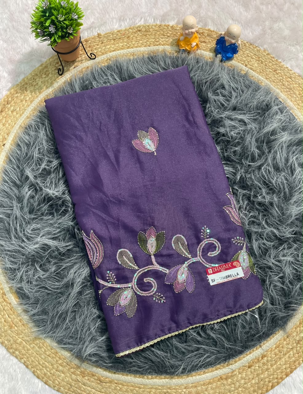SF-UMBRELLA  STAR GEORGETTE FABRIC SAREE WITH EMBROIDERY WORK WITH BEAUTIFUL LOTOUS DESIGN WITH BLOUSE