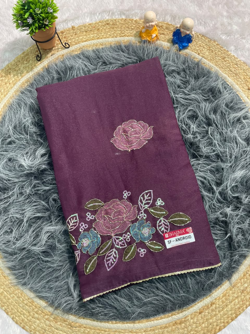 SF-ANDROID STAR GEORGETTE FABRIC SAREE WITH BEAUTIFUL FLORAL PRINT DESIGN WITH BLOUSE