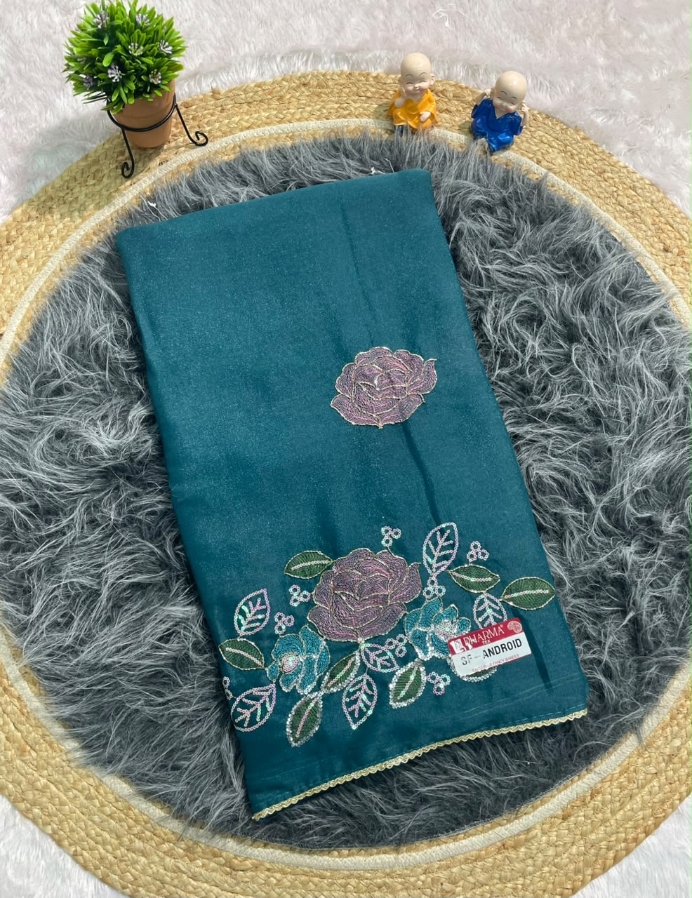 SF-ANDROID STAR GEORGETTE FABRIC SAREE WITH BEAUTIFUL FLORAL PRINT DESIGN WITH BLOUSE