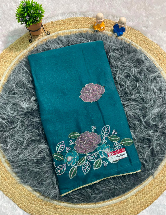 SF-ANDROID STAR GEORGETTE FABRIC SAREE WITH BEAUTIFUL FLORAL PRINT DESIGN WITH BLOUSE