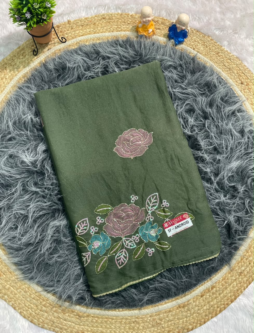 SF-ANDROID STAR GEORGETTE FABRIC SAREE WITH BEAUTIFUL FLORAL PRINT DESIGN WITH BLOUSE