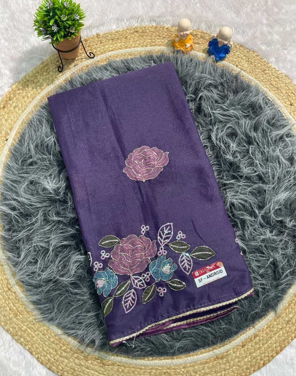 SF-ANDROID STAR GEORGETTE FABRIC SAREE WITH BEAUTIFUL FLORAL PRINT DESIGN WITH BLOUSE