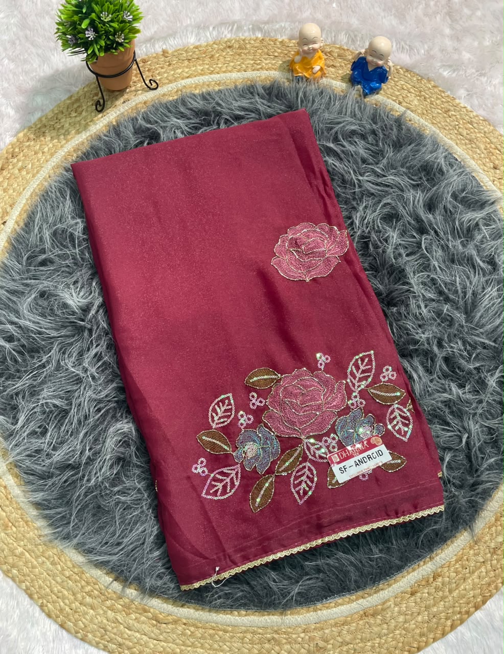 SF-ANDROID STAR GEORGETTE FABRIC SAREE WITH BEAUTIFUL FLORAL PRINT DESIGN WITH BLOUSE