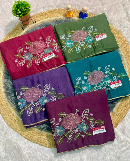 SF-ANDROID STAR GEORGETTE FABRIC SAREE WITH BEAUTIFUL FLORAL PRINT DESIGN WITH BLOUSE