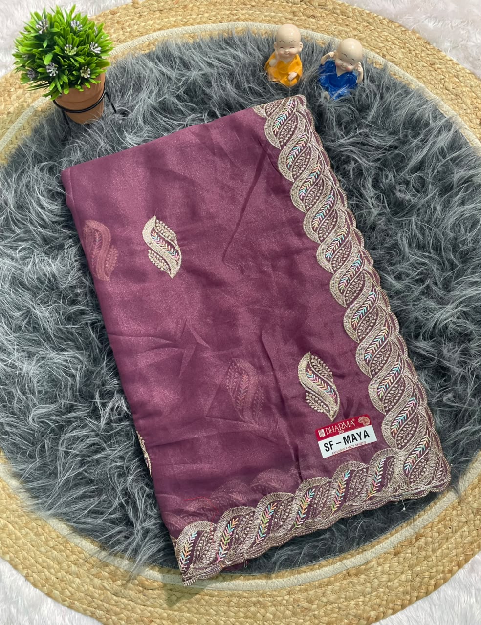 SF-MAYA STAR GEORGETTE FABRIC SAREE WITH BEAUTIFUL DESIGN WITH EMBROIDERY WORK WITH CUTWORK AND BLOUSE