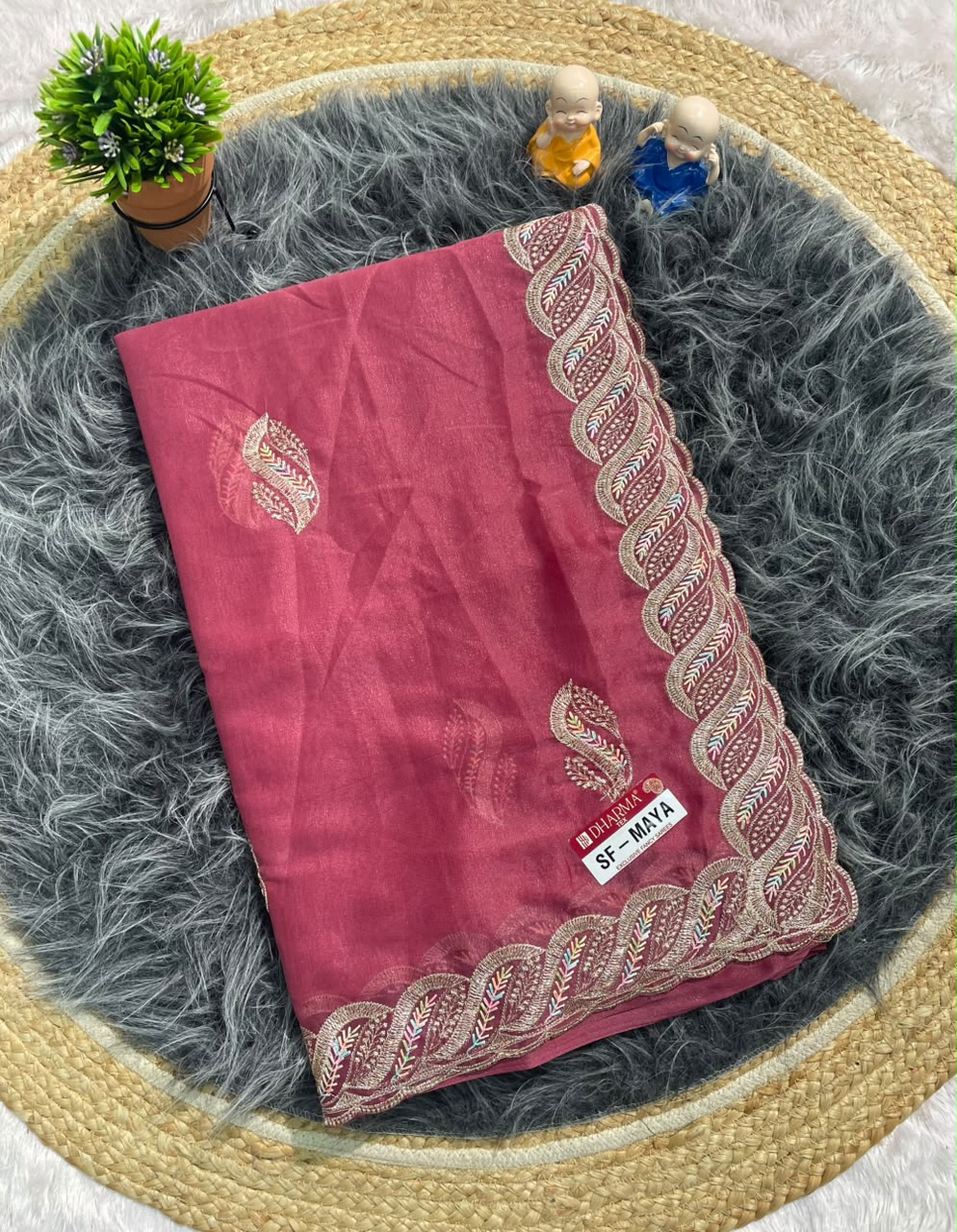 SF-MAYA STAR GEORGETTE FABRIC SAREE WITH BEAUTIFUL DESIGN WITH EMBROIDERY WORK WITH CUTWORK AND BLOUSE