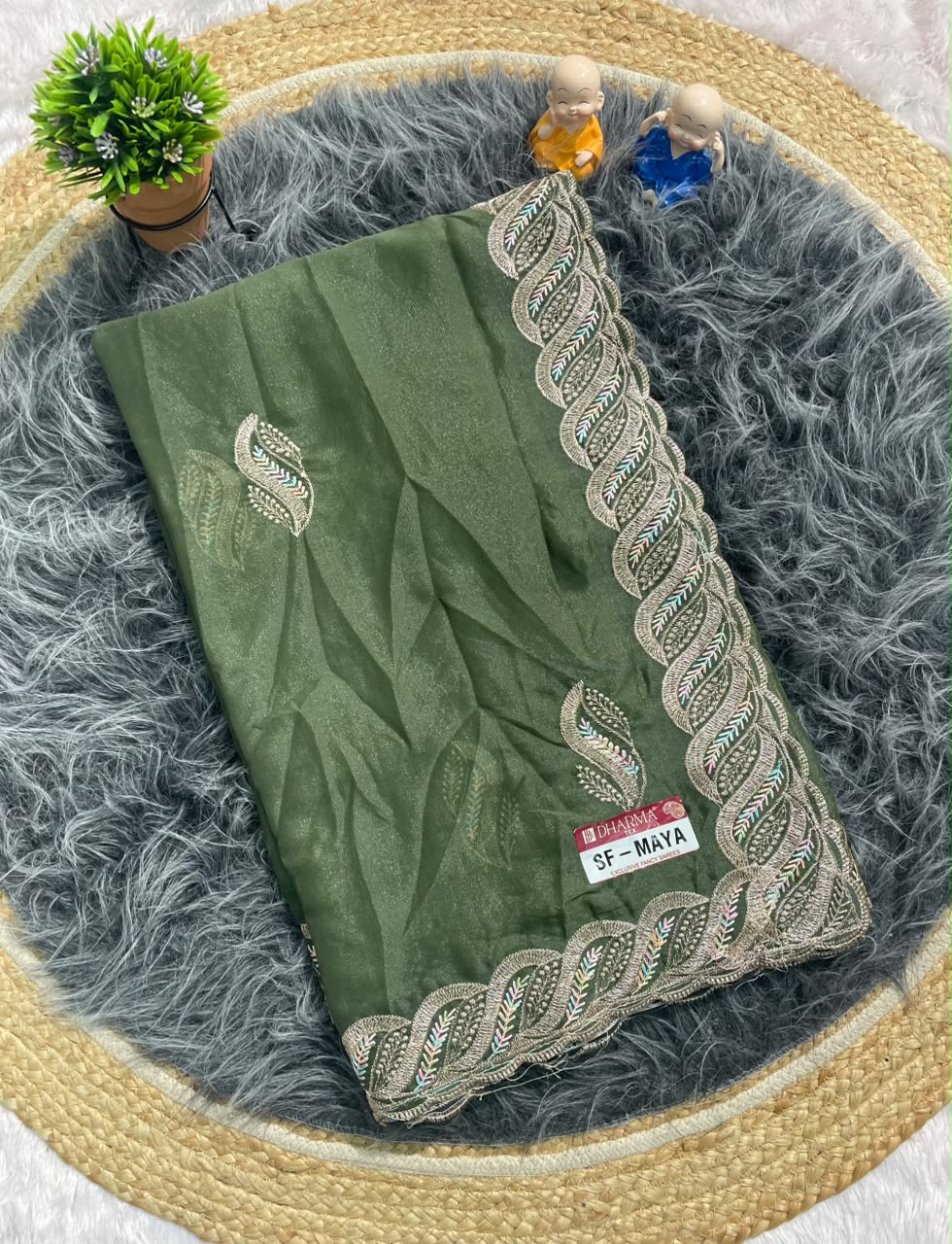 SF-MAYA STAR GEORGETTE FABRIC SAREE WITH BEAUTIFUL DESIGN WITH EMBROIDERY WORK WITH CUTWORK AND BLOUSE