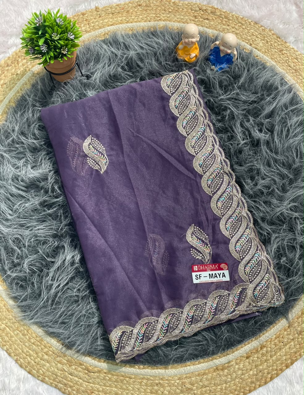 SF-MAYA STAR GEORGETTE FABRIC SAREE WITH BEAUTIFUL DESIGN WITH EMBROIDERY WORK WITH CUTWORK AND BLOUSE