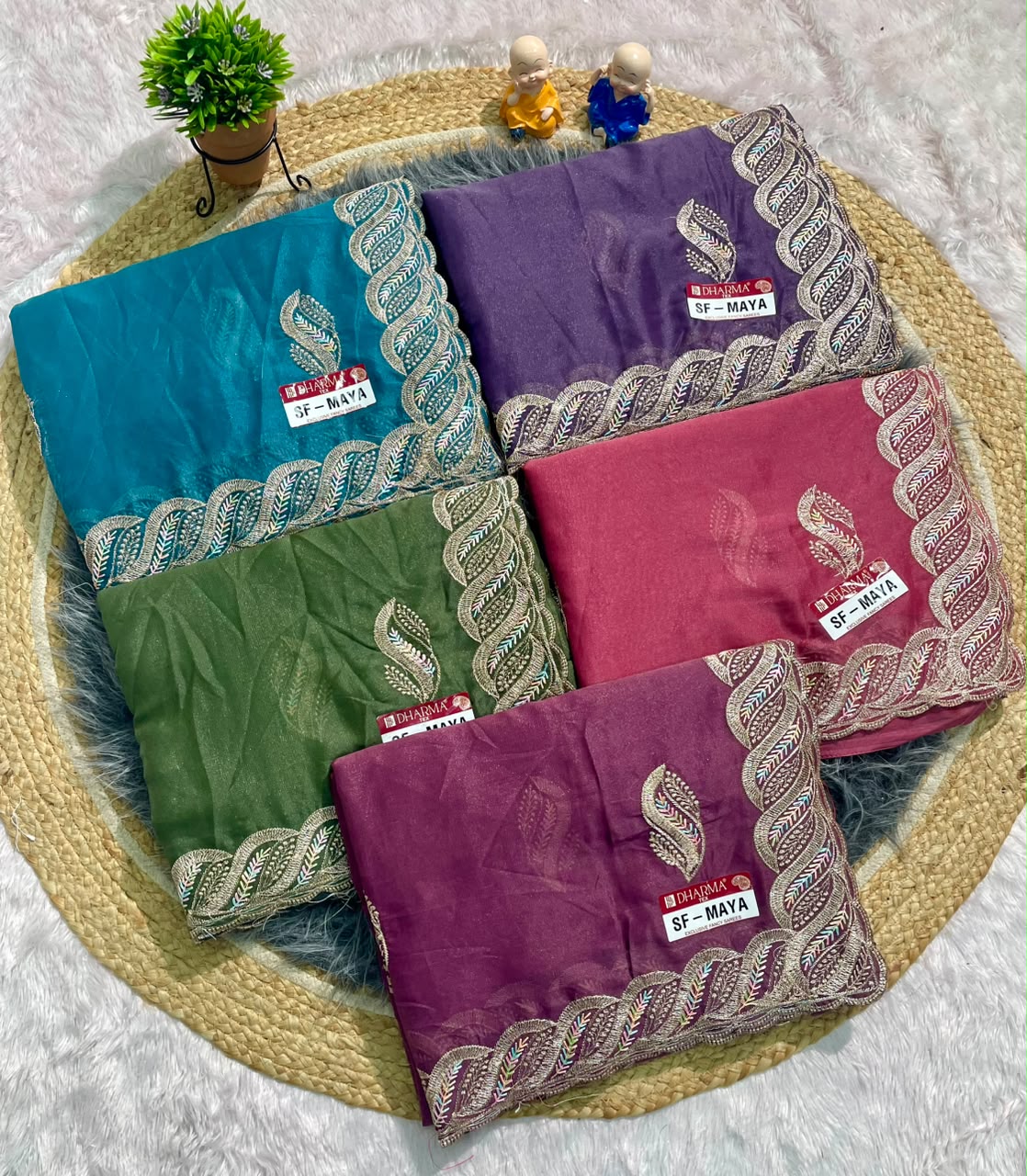 SF-MAYA STAR GEORGETTE FABRIC SAREE WITH BEAUTIFUL DESIGN WITH EMBROIDERY WORK WITH CUTWORK AND BLOUSE