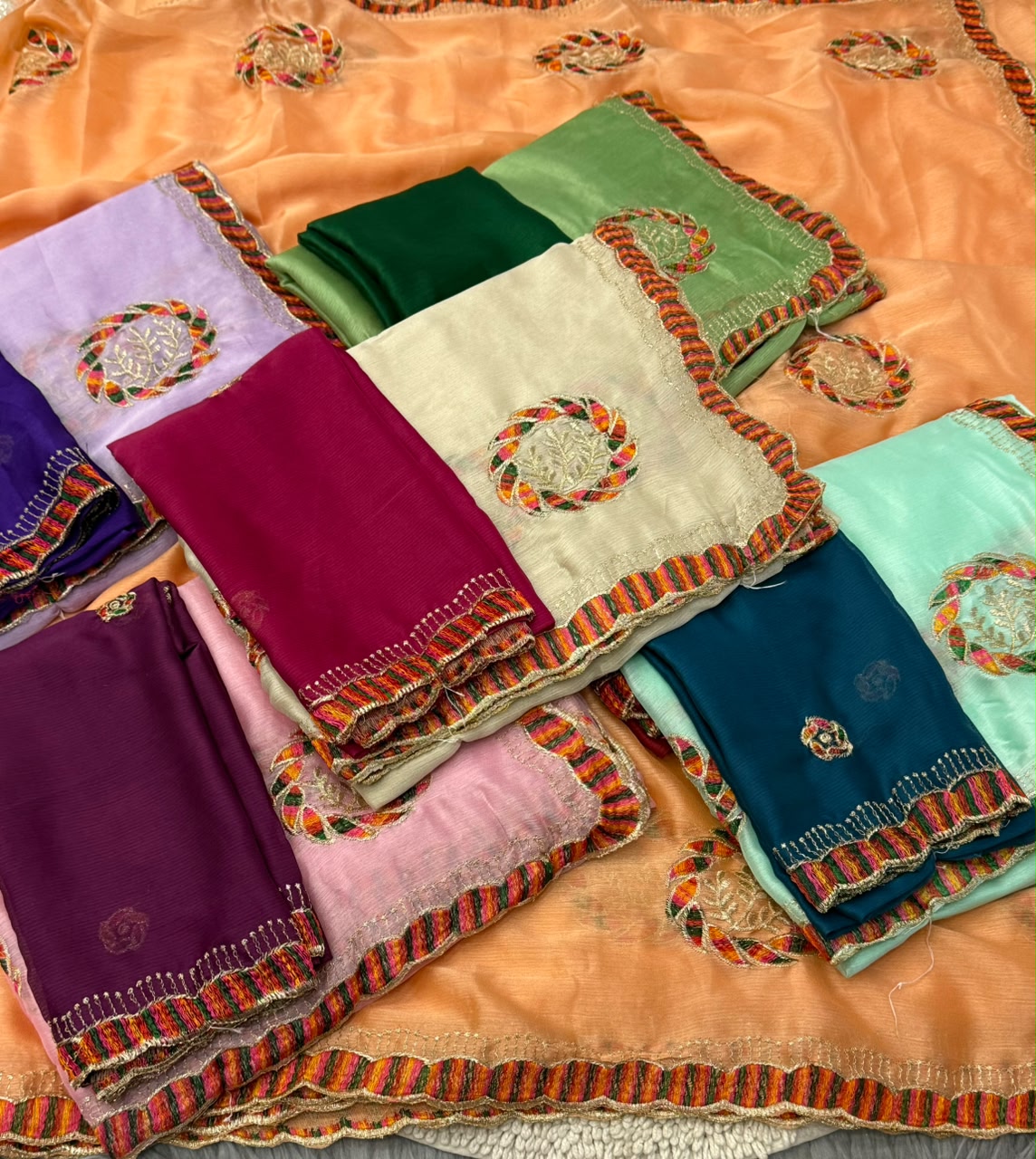 NN-2174 CHIFFON FABRIC SAREE WITH THREAD WORK WITH BEAUTIFUL C-PALLU WORK WITH HEAVY BUTTA WORK ALL OVER ON SAREE WITH CONTRAST WORK BLOUSE