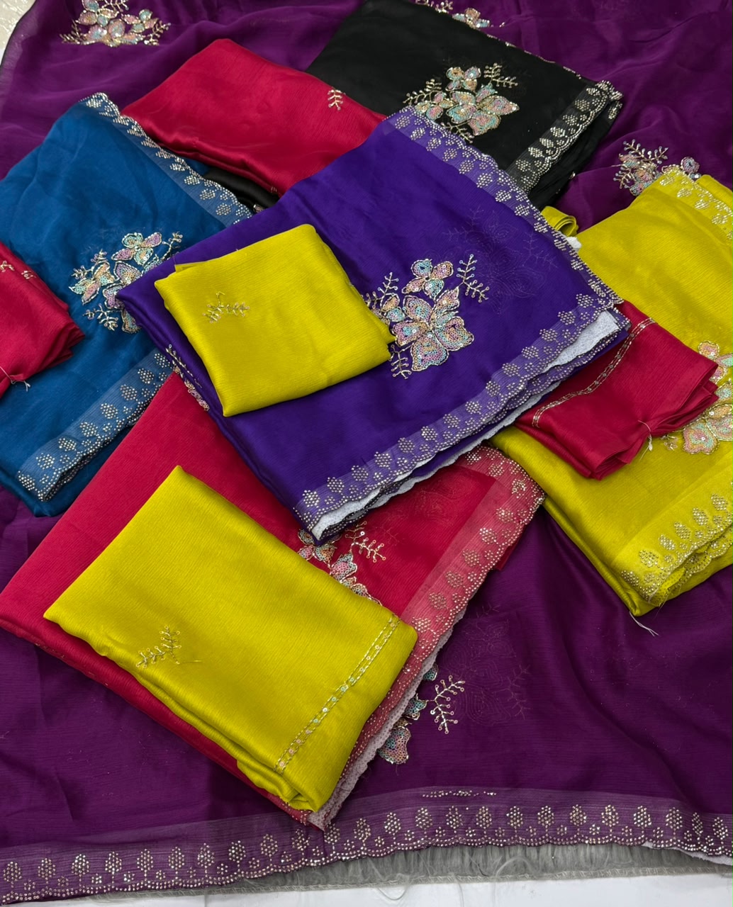 NN-2176 STAR GEORGETTE FABRIC SAREE WITH SEQUENCE ND BEADS WORK WITH SIROSKI WORK WITH BLOUSE