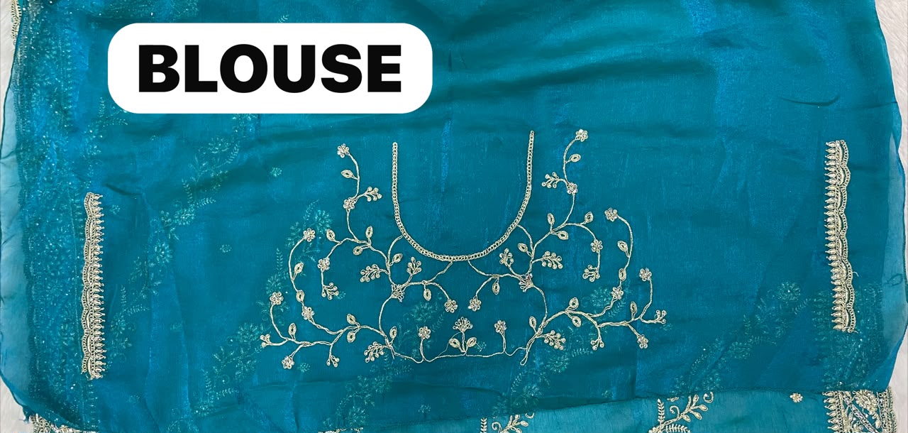 BS-GANGOTRI SATIN FABRIC SAREE WITH HEAVY EMBROIDERY WORK WITH BEAUTIFUL DESIGN WITH HEAVU LEHARIYA DESIGN WITH HEAVY BLOUSE