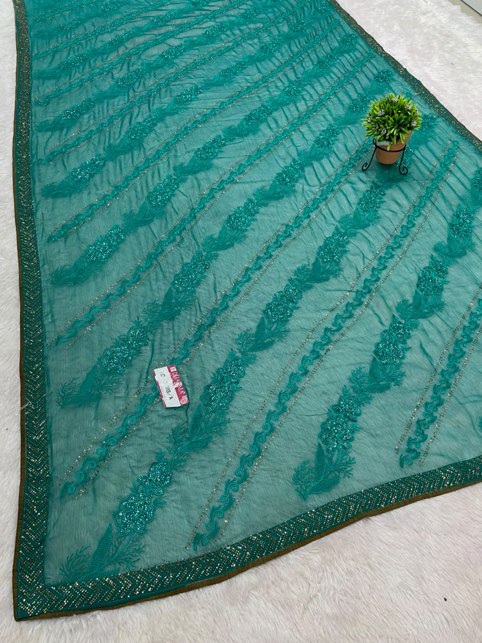RD-DIVISHA FANCY FABRIC SAREE WITH BEAUTIFUL DESIGN WITH BEAUTIFUL LACE WITH BLOUSE
