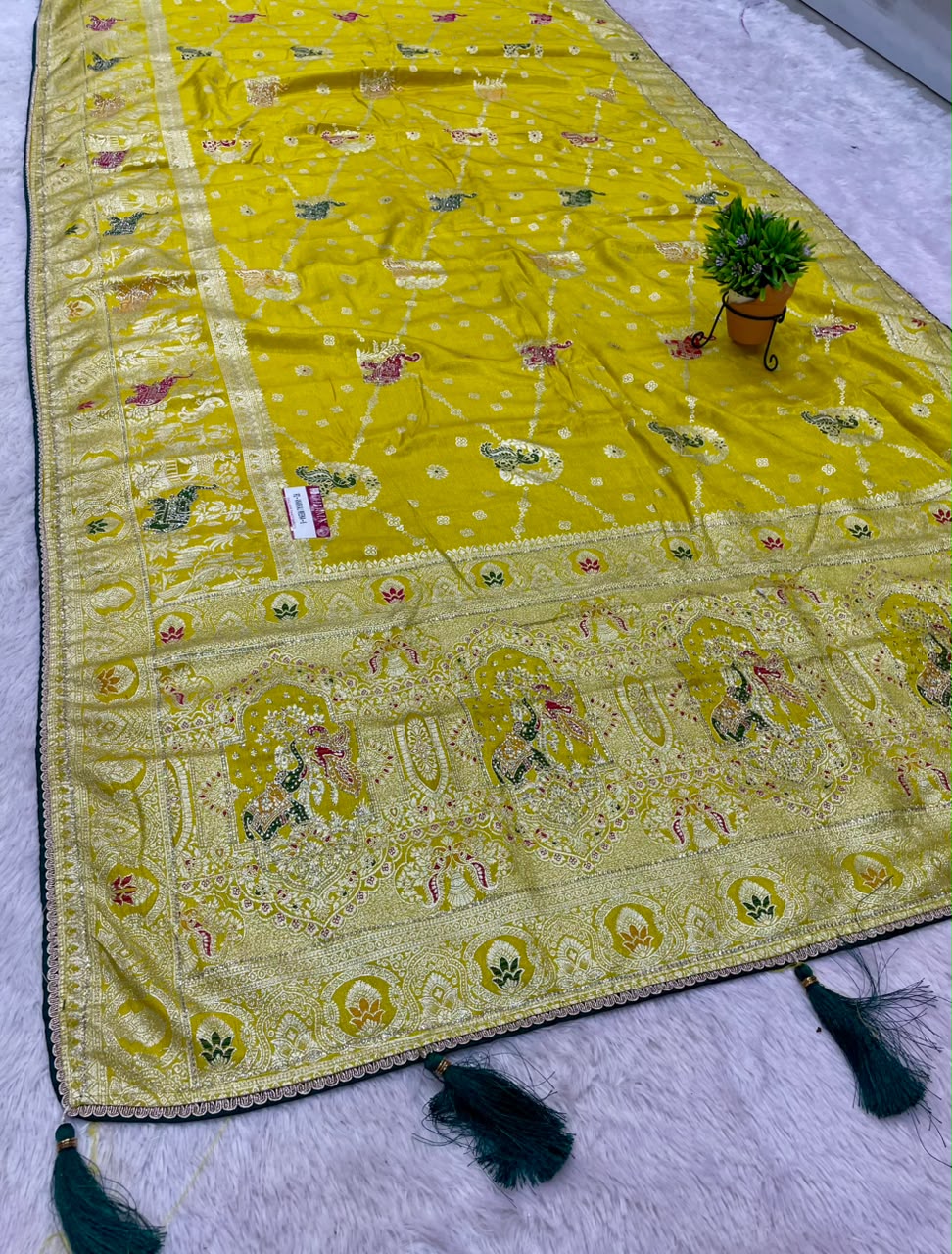 RD-ANARKALI MEENA-6 FANCY D DOLA SILK FABRIC SAREE WITH BEAUTIFUL RICH PALLU DESIGN WWITH HEAVY JARKAN WORK WITH BEAUTFUL PEAOCK DESIGN WITH BLOUSE