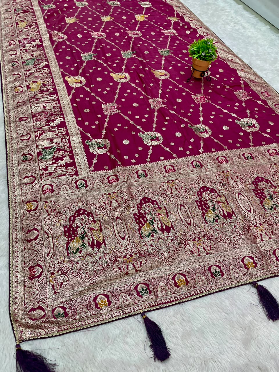 RD-ANARKALI MEENA-6 FANCY D DOLA SILK FABRIC SAREE WITH BEAUTIFUL RICH PALLU DESIGN WWITH HEAVY JARKAN WORK WITH BEAUTFUL PEAOCK DESIGN WITH BLOUSE
