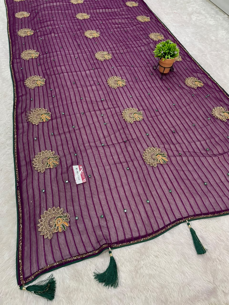 RD-PATERN SILKY FANCY PATTERN FABRIC SAREE WITH  BEAUTIFUL DESIGN WITH EMBROIDERY WORK WITH BEAUTIFUL PEACOCK DESIGN WITH PIPING AND LATKAN WITH BLOUSE