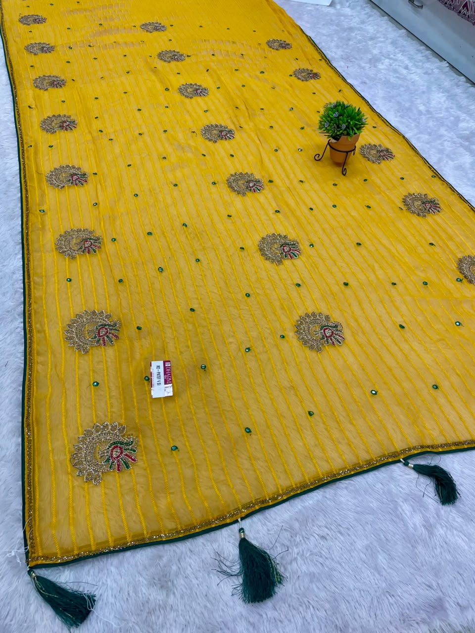 RD-PATERN SILKY FANCY PATTERN FABRIC SAREE WITH  BEAUTIFUL DESIGN WITH EMBROIDERY WORK WITH BEAUTIFUL PEACOCK DESIGN WITH PIPING AND LATKAN WITH BLOUSE
