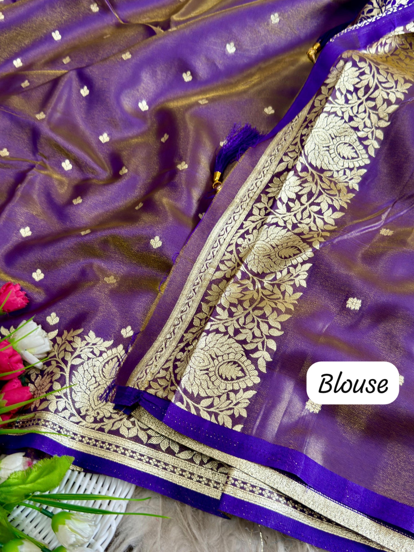 SA-5107 SOFT SILK FABRIC SAREE WITH RICH GOLD ZARI WEAVING WITH TRADITIONAL FLORAL & PEACOCK MOTIFS AND ALL OVER ZARI BUTTI WITH GRAND DESIGNER PALLU WITH HEAVY BANARASI GOLD ZARI BORDER
