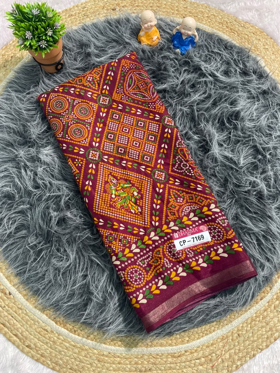 CP-7169 MAL COTTON FABRIC SAREE WITH BEAUTIFUL RICH PALLU DESIGN WITH HEAVY PRINT ON SAREE WITH BLOUSE