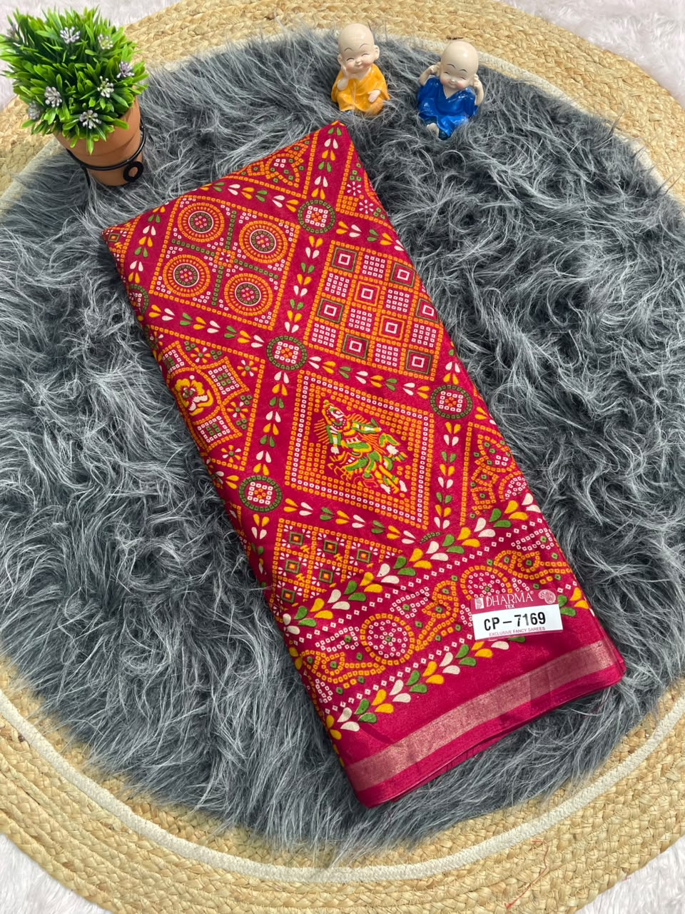 CP-7169 MAL COTTON FABRIC SAREE WITH BEAUTIFUL RICH PALLU DESIGN WITH HEAVY PRINT ON SAREE WITH BLOUSE